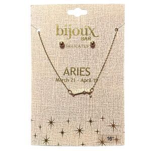 Bijoux Gold Aries Constellation Necklace and Earring Set
